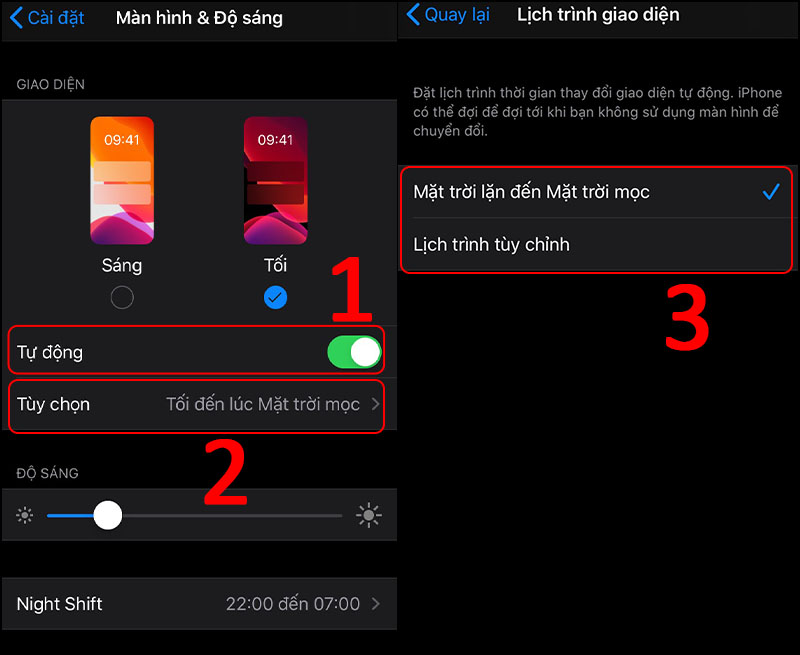 Chọn Tự động > Chọn Tùy chọn > Chọn chế độ phù hợp với nhu cầu của bạn.
